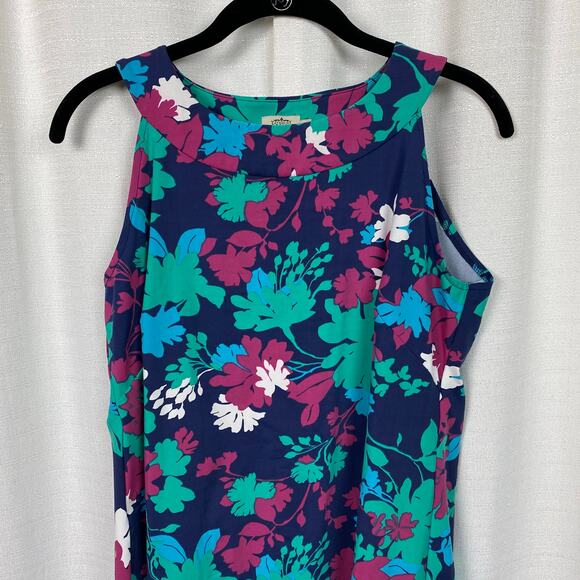 Katherine Way Blue&Green Floral Sleeveless Shift Dress Sz.M - Picture 2 of 10
